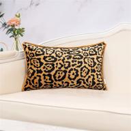 🖤 black and gold yangest leopard velvet lumbar throw pillow cover - 12x20 inch modern pillowcase for sofa couch bedroom living room home decor logo