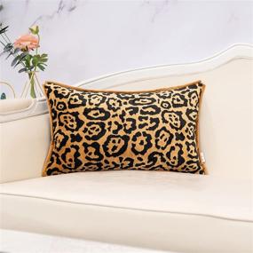 img 4 attached to 🖤 Black and Gold Yangest Leopard Velvet Lumbar Throw Pillow Cover - 12x20 Inch Modern Pillowcase for Sofa Couch Bedroom Living Room Home Decor