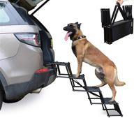 🐾 heeyoo upgraded nonslip car dog steps: portable metal frame large dog stairs for high beds, trucks, cars, and suv – lightweight folding pet ladder ramp with wide steps (black, 4 steps), supports 150 lbs logo