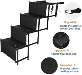 img 3 attached to 🐾 Heeyoo Upgraded Nonslip Car Dog Steps: Portable Metal Frame Large Dog Stairs for High Beds, Trucks, Cars, and SUV – Lightweight Folding Pet Ladder Ramp with Wide Steps (Black, 4 Steps), Supports 150 lbs