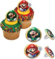 🧁 bakery crafts decopac super mario cupcake ring party favor decorations: 24-pack assorted random ring decor set! логотип