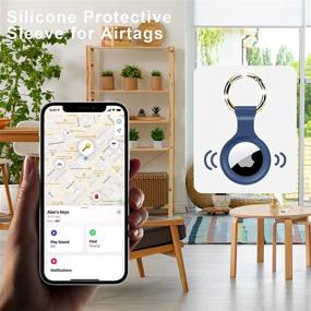 img 3 attached to 🔵 Чехол URSOQ Silicone Airtag 2021, 2 штуки с брелоком - удобно носить и чистить, безопасный, антицарапающий, долговечный - синий и белый