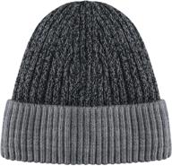 🧢 stay cozy in style with the kakeela warm fur inner lining cuffed beanie for men and women: fashionable soft two tone tweed knit winter slouchy skull cap логотип