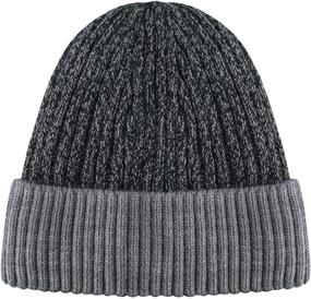 img 4 attached to 🧢 Stay Cozy in Style with the Kakeela Warm Fur Inner Lining Cuffed Beanie for Men and Women: Fashionable Soft Two Tone Tweed Knit Winter Slouchy Skull Cap