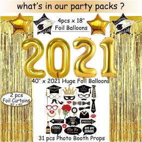 img 2 attached to 2021 Graduation Party Supplies - 110 Pc Set with Photo Booth Props, Hanging Swirls, Foil Fringe Curtain, Graduation Sash, Banner & Balloons