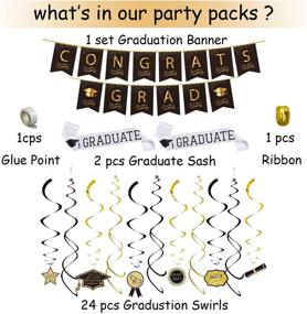 img 3 attached to 2021 Graduation Party Supplies - 110 Pc Set with Photo Booth Props, Hanging Swirls, Foil Fringe Curtain, Graduation Sash, Banner & Balloons