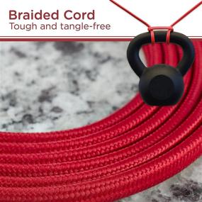 img 2 attached to 🔌 Cordinate Designer Extension Cord: 8 Ft Braided Cable, Slide-to-Lock Safety, Low-Profile Flat Plug, Bright Red - 39985-T1