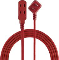 🔌 cordinate designer extension cord: 8 ft braided cable, slide-to-lock safety, low-profile flat plug, bright red - 39985-t1 logo