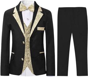 img 4 attached to 💼 SWOTGdoby Boys Slim Fit Suit Set with Gold Rims - Perfect for Weddings, Parties & Prom!