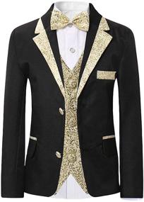 img 3 attached to 💼 SWOTGdoby Boys Slim Fit Suit Set with Gold Rims - Perfect for Weddings, Parties & Prom!