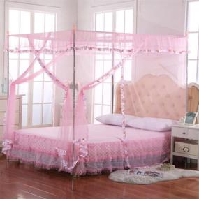 img 3 attached to 🛏️ JQWUPUP Pink Canopy Netting for Bed – Enhance Your Bedroom with a Full Size Pink Corner Canopy Bed Curtains, Perfect for Girls and Adults