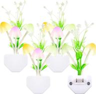 🍄 4 pieces night lights: color changing plug-in wall lamp, led mushroom night lights for kids and adults - sensor dusk to dawn, perfect for christmas логотип