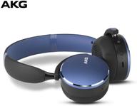 akg y500 wireless bluetooth headphones 🎧 - blue (us version) - on-ear foldable design logo