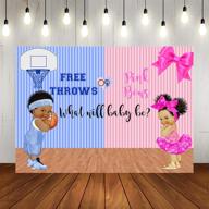 🏀 gender reveal basketball or pink bow backdrop: free throws blue and pink strips background for photography 7x5ft - perfect boy or girl party decorations banner & photo booth props! логотип