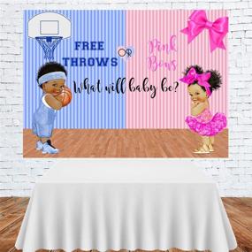 img 2 attached to 🏀 Gender Reveal Basketball or Pink Bow Backdrop: Free Throws Blue and Pink Strips Background for Photography 7x5ft - Perfect Boy or Girl Party Decorations Banner & Photo Booth Props!