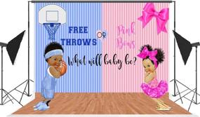 img 1 attached to 🏀 Gender Reveal Basketball or Pink Bow Backdrop: Free Throws Blue and Pink Strips Background for Photography 7x5ft - Perfect Boy or Girl Party Decorations Banner & Photo Booth Props!