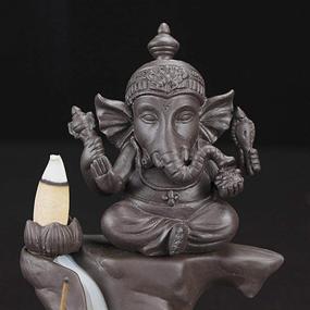 img 2 attached to 🐘 LEAFIS Backflow Incense Burner Ganesha Elephant God Ceramic Incense Holder with Waterfall Feature - Includes 10 Cones