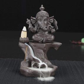 img 3 attached to 🐘 LEAFIS Backflow Incense Burner Ganesha Elephant God Ceramic Incense Holder with Waterfall Feature - Includes 10 Cones