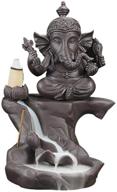 🐘 leafis backflow incense burner ganesha elephant god ceramic incense holder with waterfall feature - includes 10 cones логотип