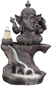 img 4 attached to 🐘 LEAFIS Backflow Incense Burner Ganesha Elephant God Ceramic Incense Holder with Waterfall Feature - Includes 10 Cones