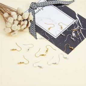 img 1 attached to 📿 Pandahall 1 Box 120pcs Nickel Free Jewelry Making Findings - Silver Gold 19mm Brass Earring Hooks