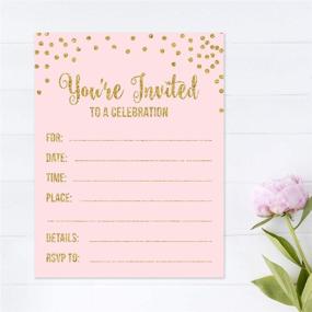 img 1 attached to 🎂 Andaz Press Blush Pink Gold Glitter 1st Birthday Party Invitations with Envelopes, 20-Pack, Girl's Collection