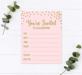 img 3 attached to 🎂 Andaz Press Blush Pink Gold Glitter 1st Birthday Party Invitations with Envelopes, 20-Pack, Girl's Collection