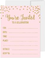 🎂 andaz press blush pink gold glitter 1st birthday party invitations with envelopes, 20-pack, girl's collection логотип