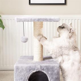 img 2 attached to 🐱 Premium Love's Cabin Wood Small Cat Tree: Grey Outdoor Cat Tower with Scratching Post & Toy - Ideal for Indoor Cats, Medium Small Kittens - Morden Cat Condos Stand