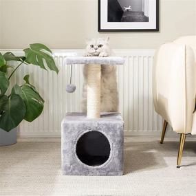 img 3 attached to 🐱 Premium Love's Cabin Wood Small Cat Tree: Grey Outdoor Cat Tower with Scratching Post & Toy - Ideal for Indoor Cats, Medium Small Kittens - Morden Cat Condos Stand