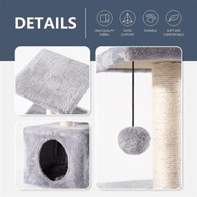 img 1 attached to 🐱 Premium Love's Cabin Wood Small Cat Tree: Grey Outdoor Cat Tower with Scratching Post & Toy - Ideal for Indoor Cats, Medium Small Kittens - Morden Cat Condos Stand