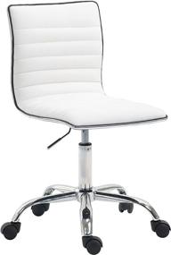 img 4 attached to Poly Chair Vegan Leather White Furniture in Home Office Furniture