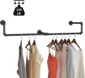 img 1 attached to 🧥 Vintage Industrial Metal Pipe Wall Mounted Clothing Rack - Black (39'') - Efficient Closet Storage Solution for Retail, Laundry Rooms & Commercial Displays