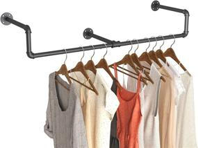 img 4 attached to 🧥 Vintage Industrial Metal Pipe Wall Mounted Clothing Rack - Black (39'') - Efficient Closet Storage Solution for Retail, Laundry Rooms & Commercial Displays