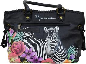 img 3 attached to 🦓 Anuschka Women's Genuine Leather Shopper Bag with Hand-Painted Zebras - Playful and Eye-Catching Design