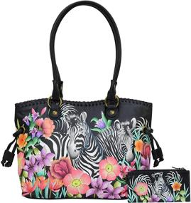 img 4 attached to 🦓 Anuschka Women's Genuine Leather Shopper Bag with Hand-Painted Zebras - Playful and Eye-Catching Design