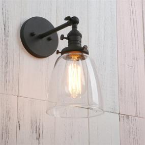 img 1 attached to 💡 Vintage Single Sconce with Oval Cone Clear Glass Shade - Industrial Wall Lamp (Black)