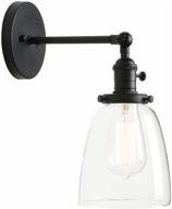 💡 vintage single sconce with oval cone clear glass shade - industrial wall lamp (black) логотип