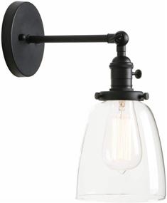 img 4 attached to 💡 Vintage Single Sconce with Oval Cone Clear Glass Shade - Industrial Wall Lamp (Black)