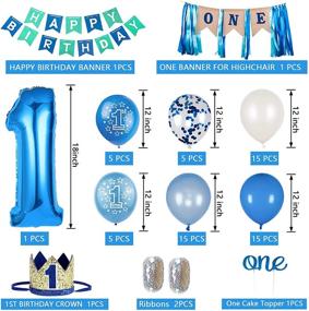 img 1 attached to 🎂 First Birthday Boy Decorations Set | Includes Highchair Banner, Baby Crown, ONE Cake Topper, Happy Birthday Banner | Ideal for SEO