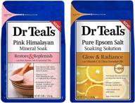 🛁 dr teal's epsom salt bath combo pack (6 lbs total), rejuvenate & enhance with pink himalayan, and revitalize & glow with vitamin c and citrus essential oils logo