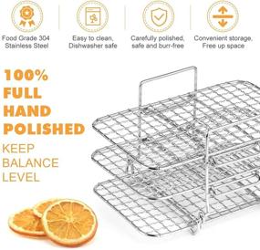 img 2 attached to 🍳 AIEVE Air Fryer Rack: Premium Stainless Steel Multi-Layer Dehydrator Rack for Ninja Dual Air Fryer - Compatible with Ninja DZ201 and DZ401 XL Air Fryer Models