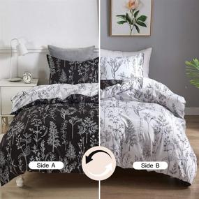 img 3 attached to mixinni Botanical King-size Duvet Cover Set in Black and White - Floral Tree and Leaves Garden Pattern - Soft Microfiber Bedding with Zipper Closure - Ideal for Couples - Ultra Soft and Low Maintenance (3pcs, King Size)