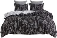 mixinni botanical king-size duvet cover set in black and white - floral tree and leaves garden pattern - soft microfiber bedding with zipper closure - ideal for couples - ultra soft and low maintenance (3pcs, king size) logo