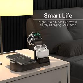 img 2 attached to 🔌 Deszon Wireless Charging Station: Compatible with iWatch Series 7 SE 6 5 4 3 2 1, AirPods Pro 2 1, and iPhone Series 13 12 11 Pro/Pro Max/Mini SE Xs X Max XR X 8 8P - Black (Adapter Not Included)