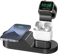 🔌 deszon wireless charging station: compatible with iwatch series 7 se 6 5 4 3 2 1, airpods pro 2 1, and iphone series 13 12 11 pro/pro max/mini se xs x max xr x 8 8p - black (adapter not included) logo