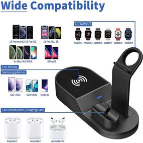 img 1 attached to 🔌 Deszon Wireless Charging Station: Compatible with iWatch Series 7 SE 6 5 4 3 2 1, AirPods Pro 2 1, and iPhone Series 13 12 11 Pro/Pro Max/Mini SE Xs X Max XR X 8 8P - Black (Adapter Not Included)