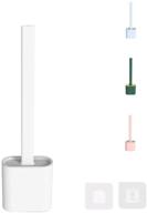 oumatr toilet bowl cleaner brush with holder - floor-standing or wall-mounted, space-saving design for bathroom - soft flexible bristles for deep cleaning - white logo