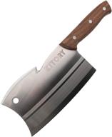 🔪 kitory heavy duty meat cleaver butcher knife: multi-purpose chopper for bone, meat, and vegetables - dual edges, ergonomic pearwood handle - ideal gift for chinese chefs, holidays! logo