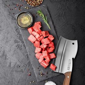 img 1 attached to 🔪 Kitory Heavy Duty Meat Cleaver Butcher Knife: Multi-Purpose Chopper for Bone, Meat, and Vegetables - Dual Edges, Ergonomic Pearwood Handle - Ideal Gift for Chinese Chefs, Holidays!